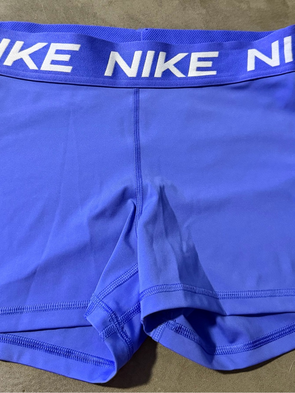 Nike Pro Royal Blue women’s shorts with White Logo Waistband